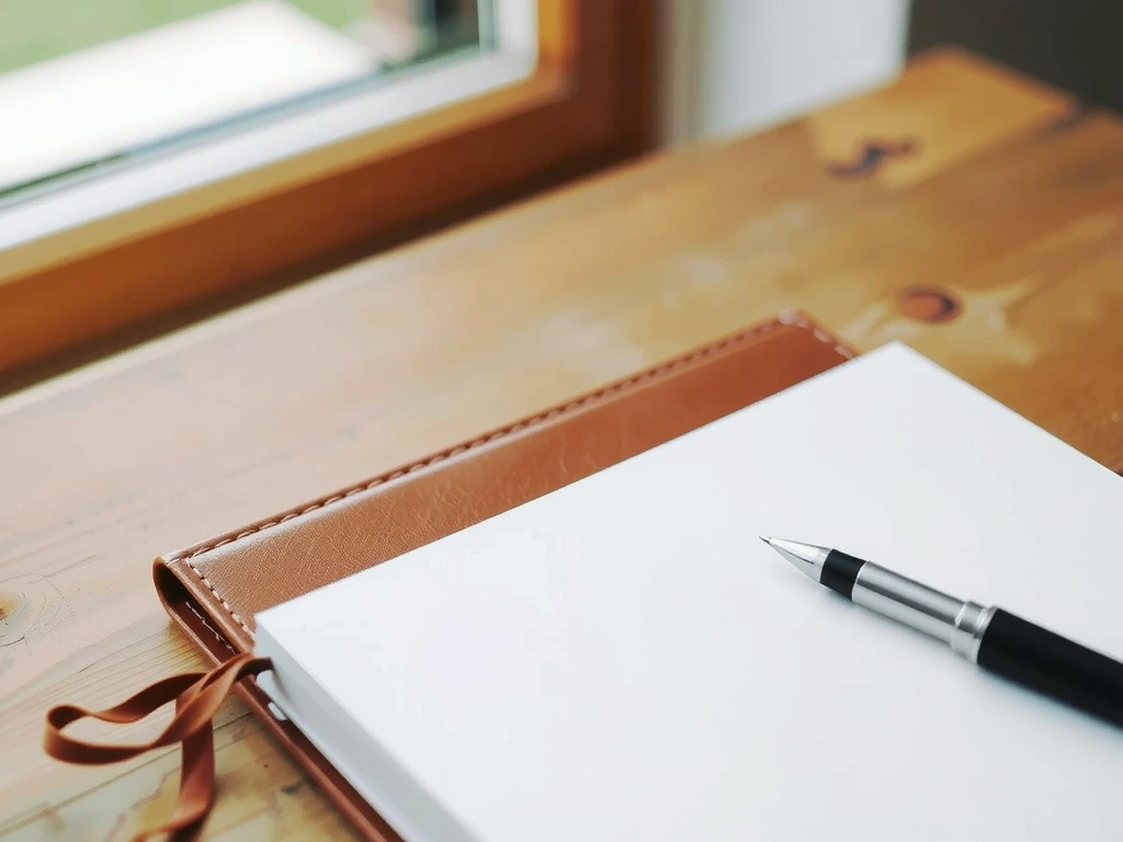 Notizbuch mit Stift für Vorbereitung